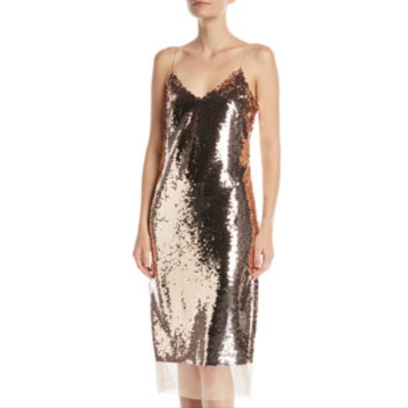 Sachin & Babi | Dolly Gold Sequin Organza Slip Dress NWT - Picture 2 of 7